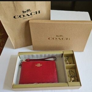 Coach Red Wristlet with Charms